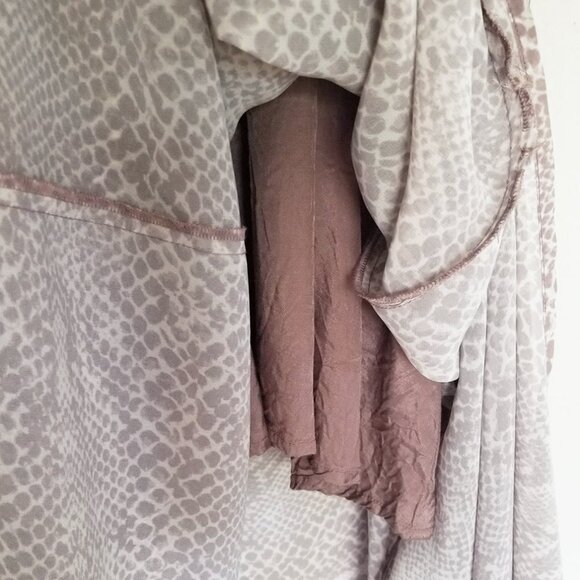 Cleobella Ruffle Trim Smocked Waist Midi Dress L Sleeveless Python Snake Slits - Picture 12 of 14